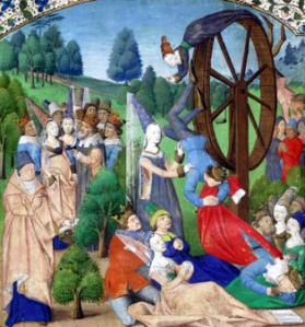 Another image of the Wheel of Fortune, from a 15th century manuscript
